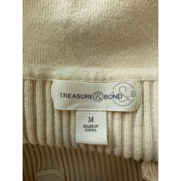 New TREASURE & BOND NORDSTROM Women's Ivory Dove Rib Polo Sweater Size M - Picture 6 of 7